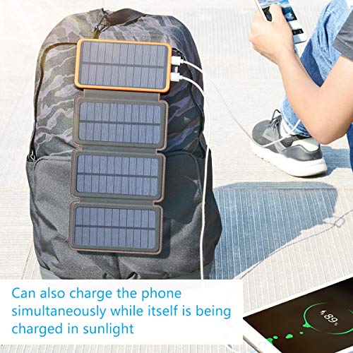  Hiluckey Solar Charger 25000mAh, Outdoor USB C Portable Power  Bank with 4 Solar Panels, 3A Fast Charge External Battery Pack with 3 USB  Outputs Compatible with Smartphones, Tablets, etc. : Cell